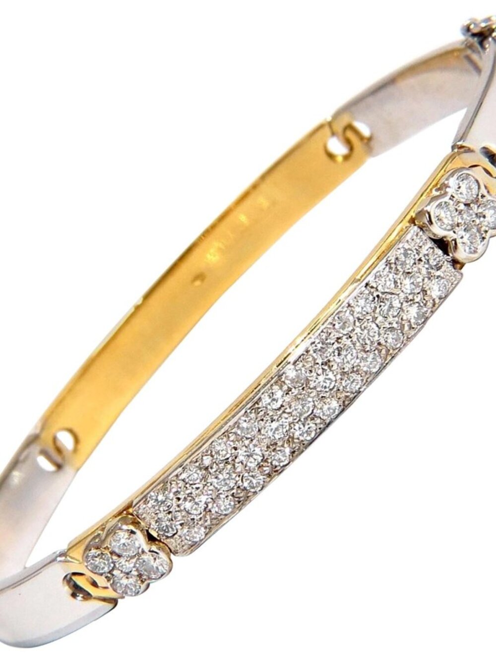 designer bangle bracelet 18kt 1.50ct. natural diamonds two toned mod*